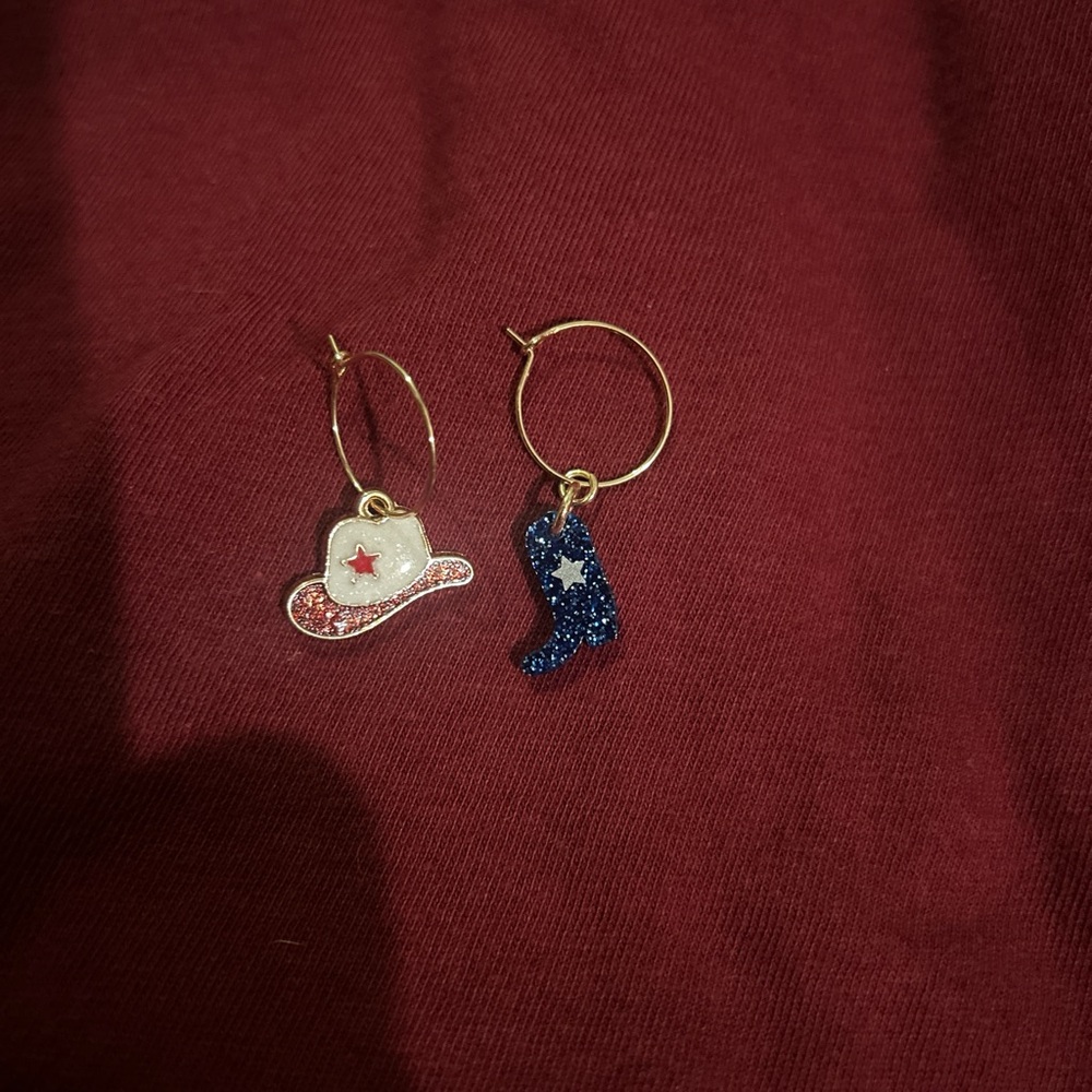 Cowboy Hat and Boot Hoop Earrings